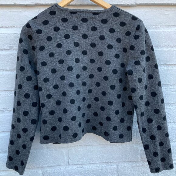 ELLE Gray & Black Polka Dot Sweater - Size Medium - Picture 3 of 4